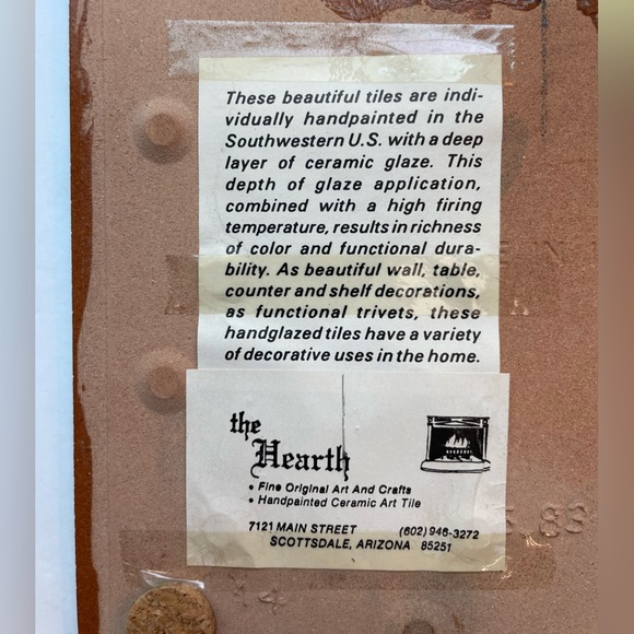 Vintage Southwest brown and black ceramic tiles trivet wall decor deer on pot - Picture 6 of 7